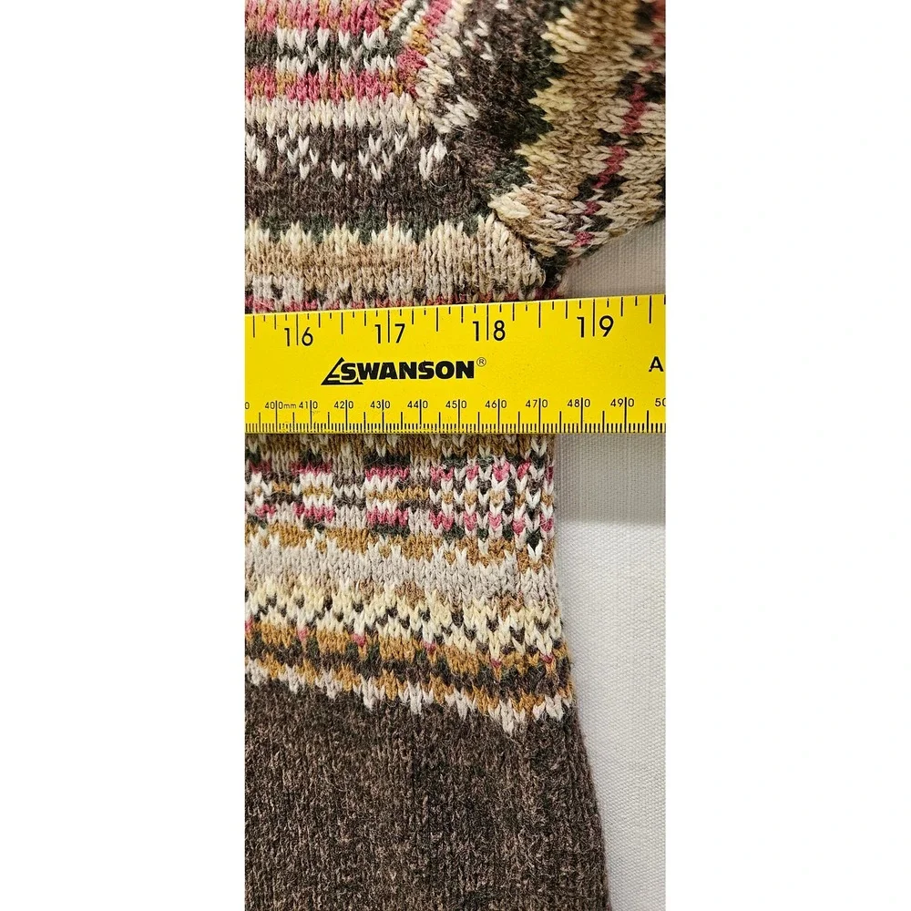 Heirloom Collectibles Brown Fair Isle Full Zip Cardigan Sweater Womens Small